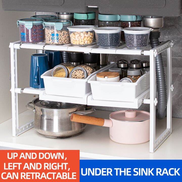 Expandable Under the sink rack Pot Storage Rack Kitchen Organizer Under
