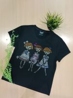 KUNI# K201 เสื้อยืดผู้หญิง แต่งเพชร Three Dolls Rhinestone Crystal 3 Dolls T-shirts by Kunibrand