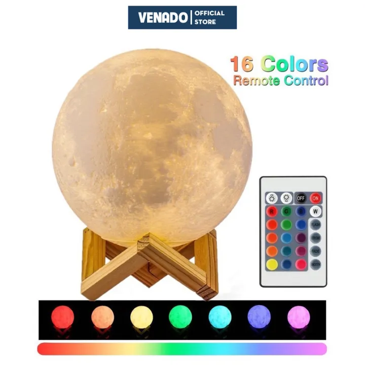 [Size 15cm] Đèn led mặt trăng Moon Lamp 3D cảm biến đổi màu 16 màu và 3 màu - Venado đèn ngủ để bàn hình mặt trăng
