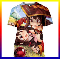 ใหม่ Konosuba เสื้อยืดอะนิเมะสาว 3D พิมพ์ Street Wear ผู้ชายผู้หญิงสบาย ๆ แฟชั่นพลัสขนาดเสื้อยืดฮาราจูกุเด็กเสื้อยืดเสื้อผ้าด้านบน XS-5XL