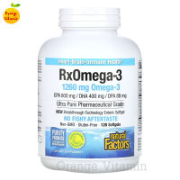 น้ำมันปลา โอเมก้า3 Natural Factors, Rx Omega-3, 120 Enteripure Softgels น้ำมันปลา EPA DHA โอเมก้า