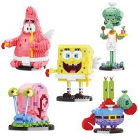 Qsv35 Bob Esponja Calça Quadrada ตุ๊กตาขยับแขนขาได้บล็อกตัวต่อ Tentáculos De Lula Molusco Montar Modelo Mini Tijolo ปริศนาอนิเมะนำเสนอปลาดาวแพททริก