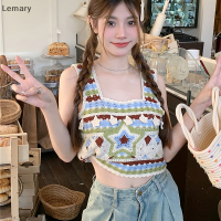 Lemary เสื้อกล้ามถักแขนกุด,กลวงมีสีวินเทจสำหรับผู้หญิง2023แฟชั่นฤดูร้อน