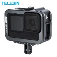 Telescopin กรอบอลูมิเนียมอัลลอยเคสสำหรับ GoPro 9 10 11รองเท้าคู่มีชาร์จพอร์ตสำหรับ GoPro Hero 9 10 11อุปกรณ์เสริมกล้องสีดำ