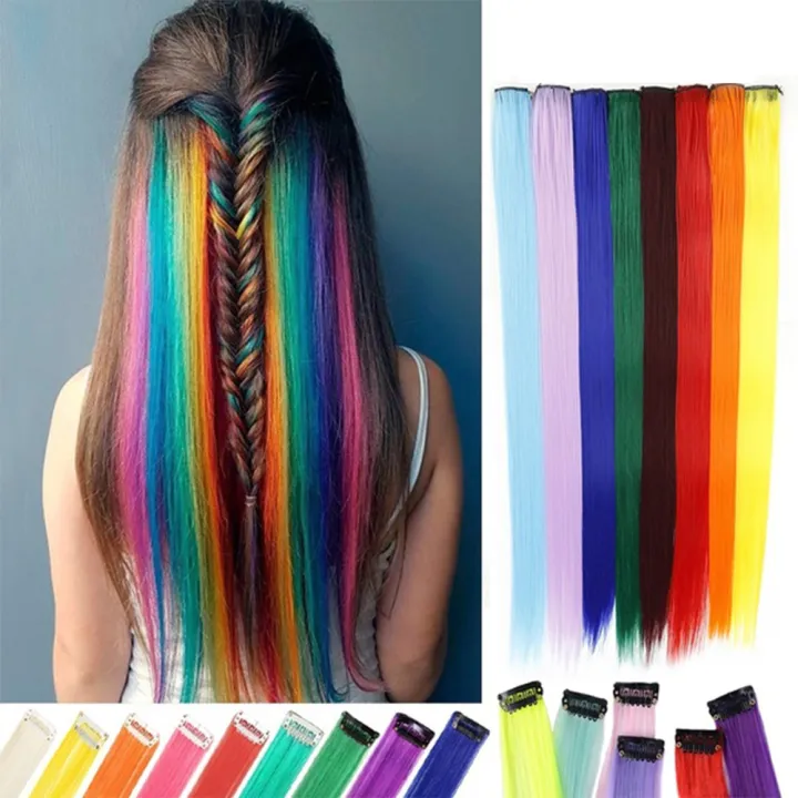 IVYAN Women 26 Colors Colored Rainbow Color Hair Extensions Strips Clip In Synthetic Hair Hair