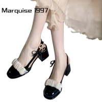 Marquise1997 ้องเท้าผูหญิง รองเท้าแตะลิ่ม รองเท้าแตะเสริมส้นผู้หญิง สง่า กันลื่น เบาเป็นพิเศษ ด้านล่างกันลื่น B28G18N 42Z231020