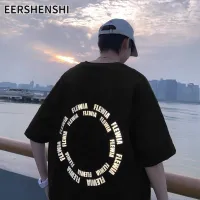 EERSHENSHI ฤดูร้อนแขนสั้นผู้ชาย,เสื้อยืดแบบหลวมลำลองระบายอากาศที่สะดวกสบายแขนสั้น