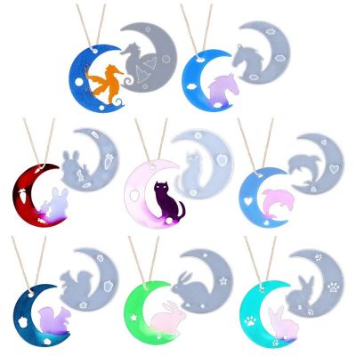 8Pcs DIY Crafts Jewelry Making Crystal Epoxy Resin Mold Moon Pendant Silicone Mould