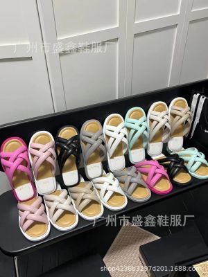 2023 New Type Slippers for Women Outwear Fashion Lazy Slippers Candy Color Cross Strap Slippers Versatile Soft Bottom Slippers