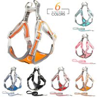 【jw】☂◄☃ Dog Harness for Small Dogs Cats Reflective Chest Leash Adjustable Breathable and Set Accessories