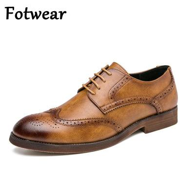 Fotwear รองเท้ารองเท้าชุดเดรสผู้ชายแบบคลาสสิก47 46,รองเท้าแบบผูกเชือกแต่งงานธุรกิจหนังอ๊อกซฟอร์ดทางการสำหรับรองเท้าโบร๊กผู้ชาย