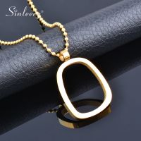 SINLEERY Stainless Steel Jewelry Minimalist Geometric Couple Gold Color Women 39;s Pendant Long Necklace SSK