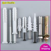 JIYAN2866 10Sets/pack ทนทานต่อการใช้งาน เจาะด้วยตนเอง สำหรับแผ่นยิปซั่มพลาสติกไนลอน ขยายชุดสลักเกลียวเล็บ สกรูขยายได้ พร้อมสกรูสกรู ยึด drywall แขน