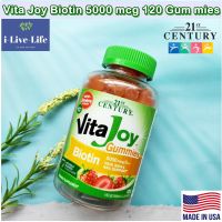 ไบโอติน แบบเม็ดเคี้ยว รสสตรอเบอร์รี่  VitaJoy® Biotin 5000 mcg 120 Gummies - 21st Century