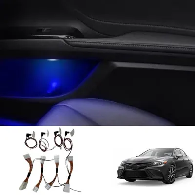 4Pcs Atmosphere Lamp Car Interior 4 Door Storage Box LED Ambient Light Ice Blue for Toyota Camry 2018-2022