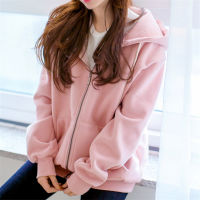 Women Solid Jackets Sweet Long Sleeve Winter Female Jackets Kawaii Fashion Zipper Loose Thick Coat Fashion Ladies Pocket Jackets