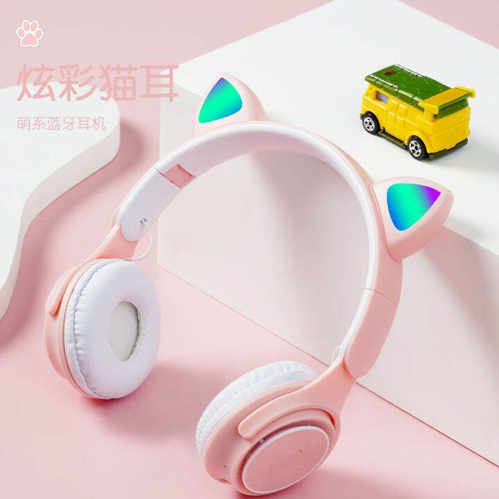 หูฟังบลูทูธหูแมวหูฟังบลูทูธเรืองแสง-ios-อเนกประสงค์แอนดรอยด์เด็กผู้หญิงหูฟังสำหรับเล่นเกมนักเรียน