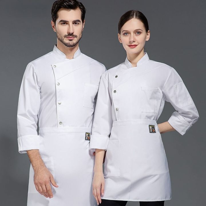 ร้านพิซซ่าชุดยูนิฟอร์มพ่อครัวเสื้อแขนยาวสั้นใส่ได้ทั้งชายและหญิง-เสื้อเบเกอร์พร้อมหมวกสำหรับทำอาหาร