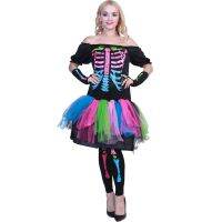 [COD] wish cross-border supply colorful punk skeleton costume jumpsuit