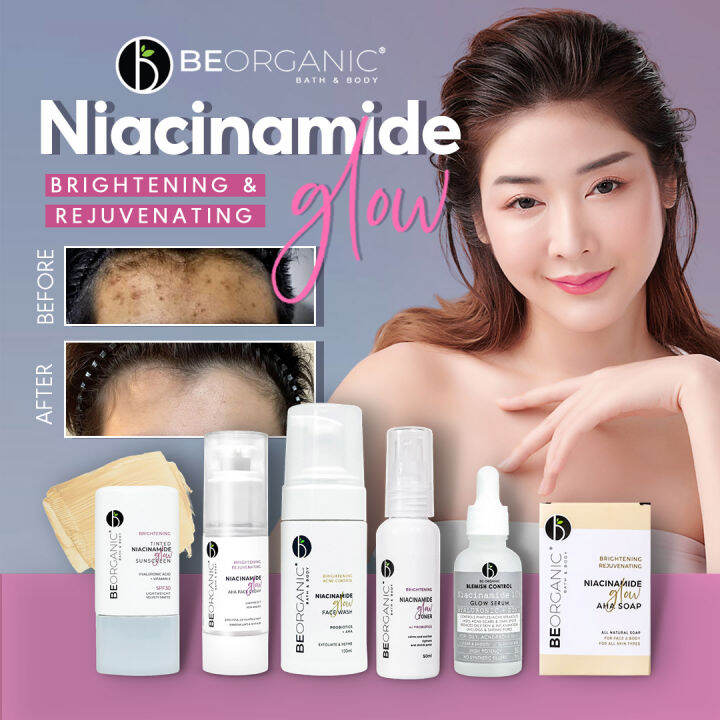 Be Organic Niacinamide Plus AHA Glow Set Brightening & Rejuvenating ...