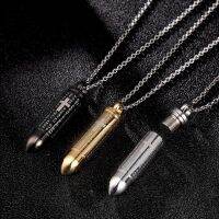 สร้อยคอ พร้อมจี้ ไม้ กางเขน Military Necklace Titanium Steel Bullet Scripture Pendant Trend Street Joker Personality Men