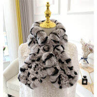 Women Winter Thicken Real Rex Rabbit Fur Scarf for women Collar Neck Warmer Shrugs Knitted Neckerchief