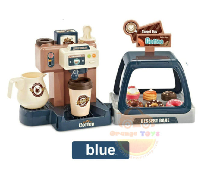เครื่องชงกาแฟ-ชุดแคชเชียร์-ร้านขายกาแฟ-พร้อมเบเกอรี่สำหรับเด็ก-water-coffee-machine-play-house-toy-baby-candy-supermarket