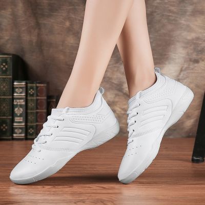 รองเท้าผ้าใบสีขาวสำหรับผู้หญิง,รองเท้าผ้าใบสีขาวน้ำหนักเบารองเท้าเต้นรำสำหรับเล่นกีฬายิมนาสติกฟิตเนสเล่นกีฬา