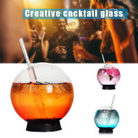 Transparent Creative Sphere Shaped Cocktail Glass Home Bar Party Reusable Drinking Straw Cup Win Glass Mug For Champagne