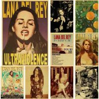 คลาสสิก Lana Del Rey นักร้องโปสเตอร์ย้อนยุคโปสเตอร์คราฟท์ที่กำหนดเองตกแต่งห้องบาร์ผนังผ้าใบภาพ