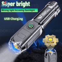 3 Modes Led Tactical Flashlight Ultra Pwerful USB Rechargable Strong Brightness Strong Light High Power Zoom Outdoor Lighting Rechargeable  Flashlight