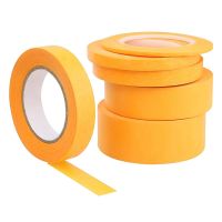 6Rolls Painters Tape Yellow Masking Painting Tape for Decorating Crafts Spraying Adhesive Painters Paper Tape Multi-Size