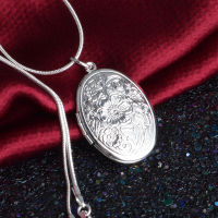 Fashion Jewelry 925 Sterling Silver Necklace Egg-Shaped Photo Frame Pendant Necklace Men &amp; Women Charm Jewelry Gifts