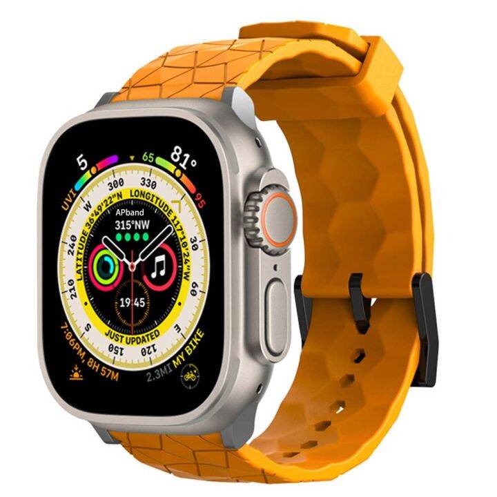 สายรัดลายฟุตบอลสำหรับสายคาด-apple-watch-44มม-40มม-45มม-49มม-41มม-38มม-42กำไลข้อมือ-i-watch-ultra-series-se-3-5-6-7-8