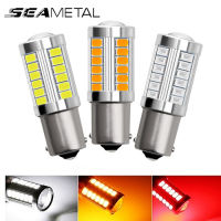 SEAMETAL 2Pcs หลอดไฟเลี้ยวไฟหรี่ LED 1156 1157 33SMD 12Vไฟท้ายรถยนต์ ไฟเบรค