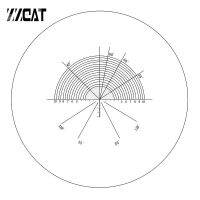 980 Tilt Graticule ครึ่งวงกลมช่วง Deflection พัดลมไม้บรรทัดกล้องจุลทรรศน์ไมโครมิเตอร์ที่มีมุม Reticle