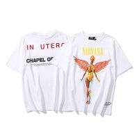 สินค้าพร้อมส่ง Kanye Nirvana Angel Rock ลายข้อความ Chapel Of God แขนสั้นคู่รักสตรีทแฟชั่นเสื้อยืดเสื้อยืดฤดูร้อน [M-XXL] QC7311521