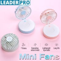 Mini Portable Electric Fan Air Condition Fan Handheld Type USB Air Cooler Table Desk Fan Rechargeable With Makeup Mirror