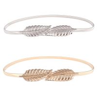 【CW】 Women Metal Vintage Belt Leaf Fashion Stylish Golden/Silver Leaves Design Chains Lady Metal Elastic Chain Dress Waist Decoratio