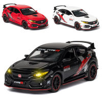 1:32 HONDA CIVIC TYPE-R รุ่นรถเสียงและแสงดึงกลับคอลเลกชัน Diecast ยานพาหนะรถของเล่นสำหรับเด็ก