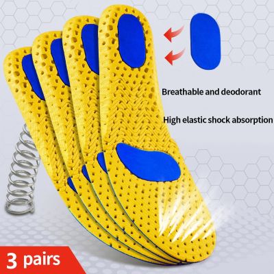 【jw】△∏❈  Palmilhas com Espuma de Memória para Pés Ortopédicas Sapato Sole Pad Desodorante Malha Almofada Respirável Corrida 3 Pares