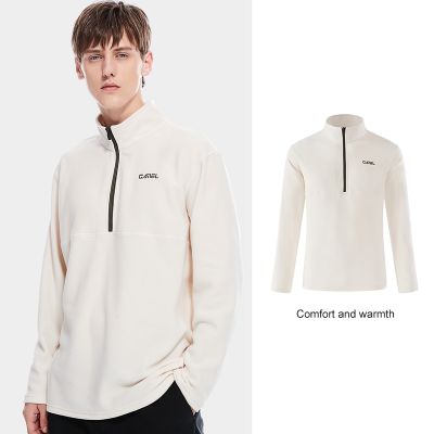 Camel Outdoor Men S Fleece Soft Tops Stand-Up Collar Color Contrast Cloth