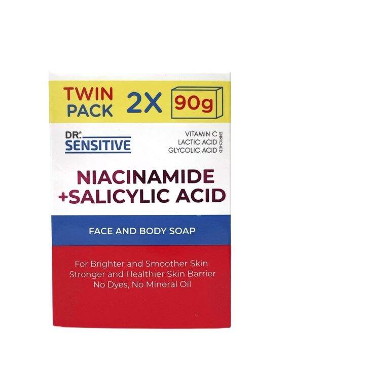 Dr. Sensitive Niacinamide Salicylic Acid Face and Body Bar Soap Twin