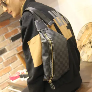 LV Men's Chest Bag Korean Leather Shoulder Bag Retro Pocket CrossBody Bag  Youth