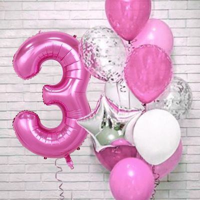 Lamontuo ของตกแต่งงานปาร์ตี้วันเกิดลูกโป่งฟอยล์ตัวเลขสีชมพู12ชิ้นเด็กผู้หญิง1 2 3 4 5 6 7 8 9ปี1St วันเกิด