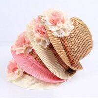 ✈☍◑ New Fashion Baby Girls Children Kids Summer Flower Sun Adumbral Straw Hat Beach Cap Kids Gift 51 cm 5-12T