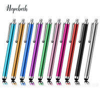 Hopeboth ปากกา Stylus หน้าจอสัมผัสโลหะอเนกประสงค์10ชิ้นสำหรับ Samsung Apple แท็บเล็ต Semua Skrin Kapasitif dengan Klip