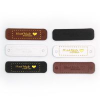 20pcs Handmade Faux Leather Knitting Label Handmade Tags For Bag Handmade With Love PU Label For Bag Accessories Stickers Labels