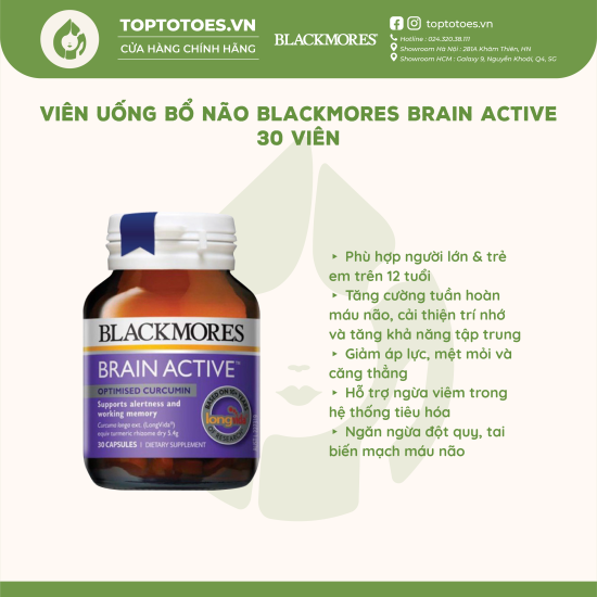 Viên uống bổ não, tăng cường trí nhớ blackmores brain active - 30 viên - ảnh sản phẩm 1