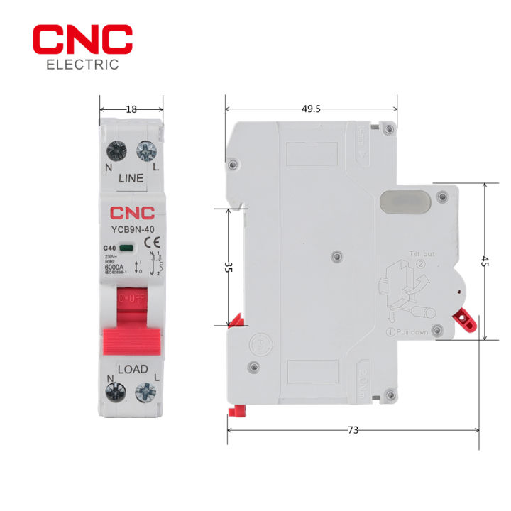 cnc-ycb9n-40-miniature-circuit-breaker-dpn-6000a-230v-50hz-mcb-6a10a16a25a32a40a